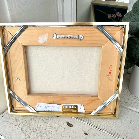 Vintage Airbrush Art Floral Vase Painting Gold Frame Carnation Flower Wall Hang - Picture 6 of 10